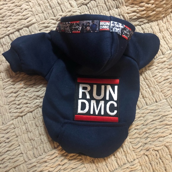 RUN DMC blue dog rap sweatshirt hoodie luxury pet small music nostalgic dj fans - Picture 2 of 5